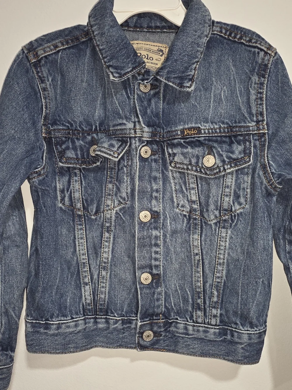 Polo by Ralph Lauren Trucker Denim Jacket with American Flag Patch